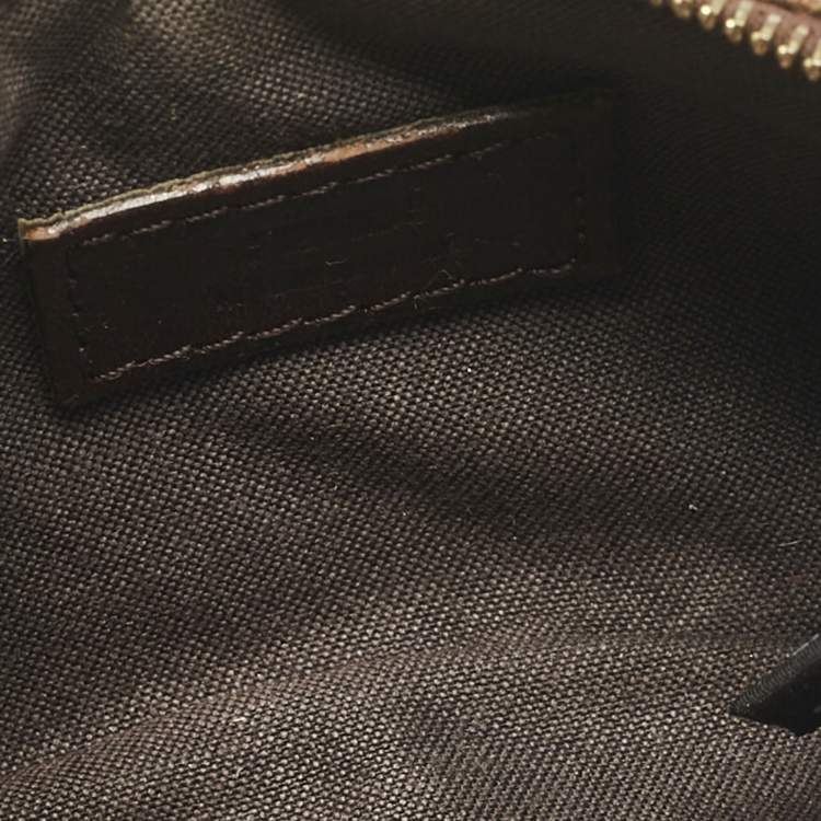 Pre Owned Fendi Beige Zucchino Coated Canvas Key Chain Pouch