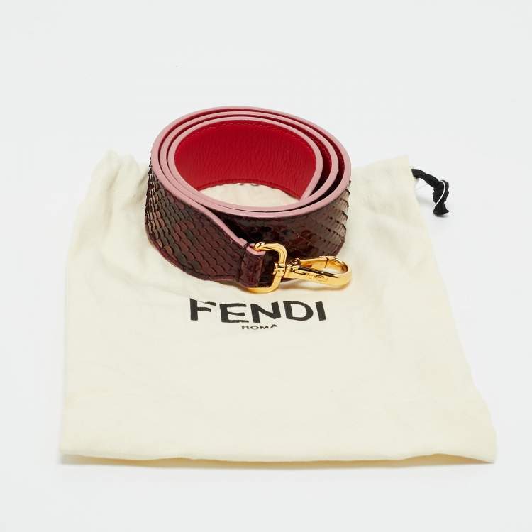 Pre Owned Fendi Red Python Strap You Shoulder Bag Strap