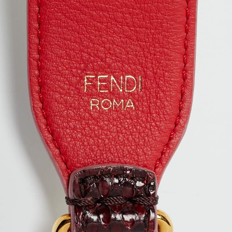Pre Owned Fendi Red Python Strap You Shoulder Bag Strap