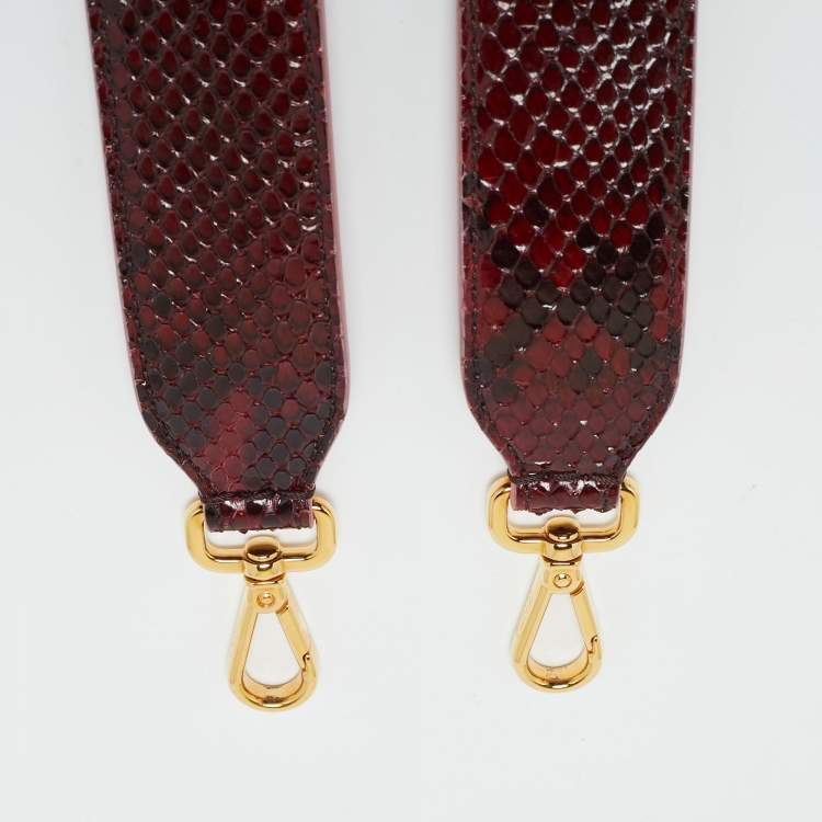 Pre Owned Fendi Red Python Strap You Shoulder Bag Strap