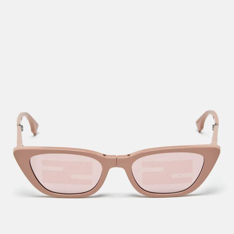Pre Owned Fendi Old Rose FE40089I Folding Cat Eye Sunglasses