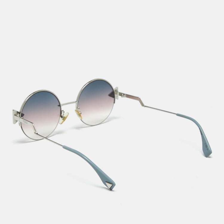 Pre Owned Fendi Blue/Pink Gradient FF024 Round Sunglasses