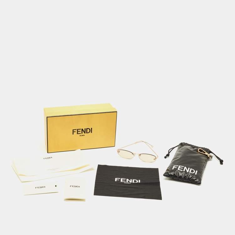 Pre Owned Fendi Gold FE075US Crystals Oval Sunglasses