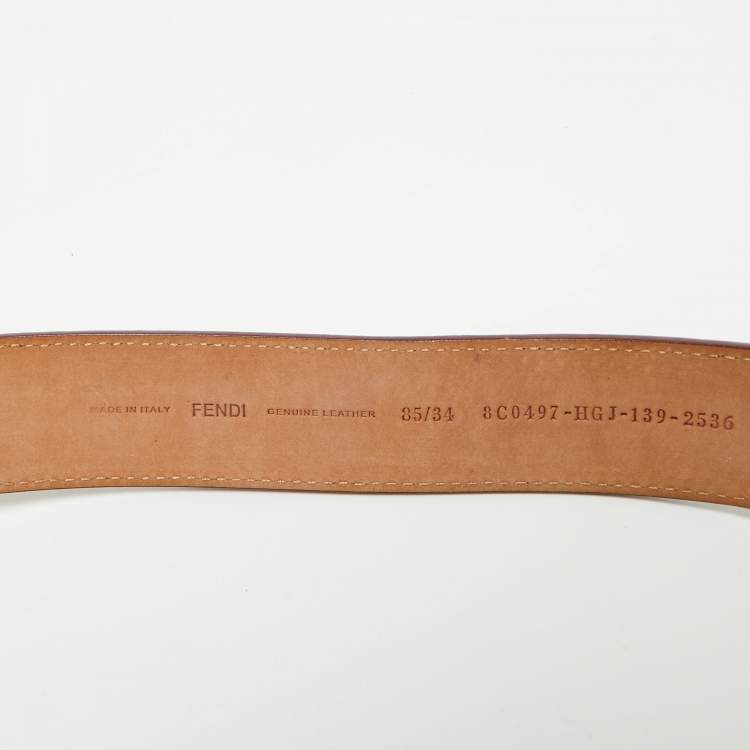 Pre Owned Fendi Old Rose Leather FF Waist Belt 85CM