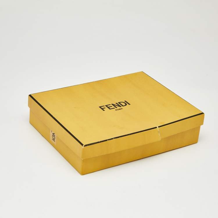 Pre Owned Fendi Brown Zucca Monogram Shearling Headband