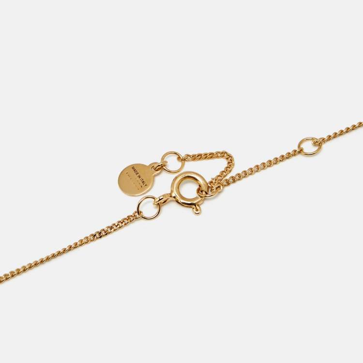 Pre Owned Fendi Karligraphy FF Gold Tone Necklace