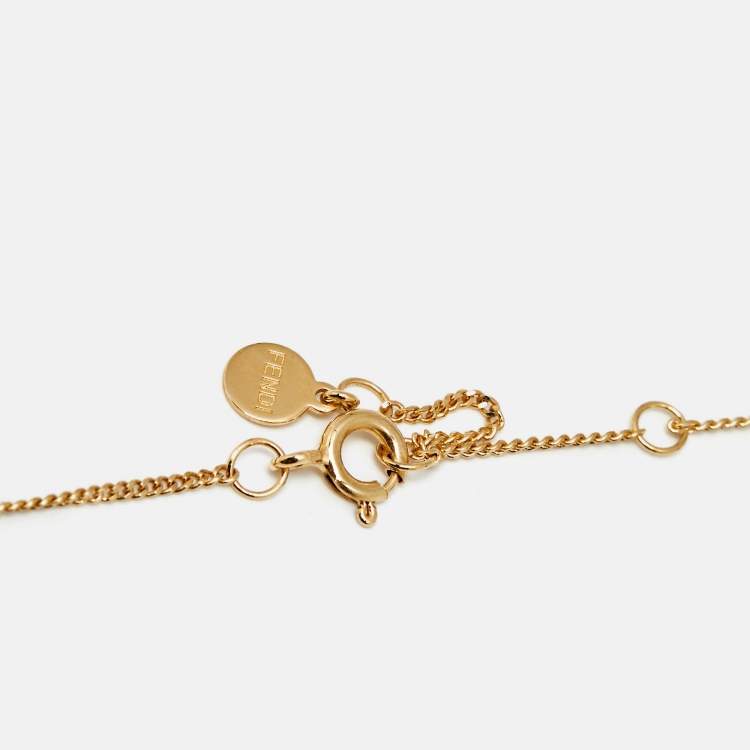 Pre Owned Fendi Karligraphy FF Gold Tone Necklace