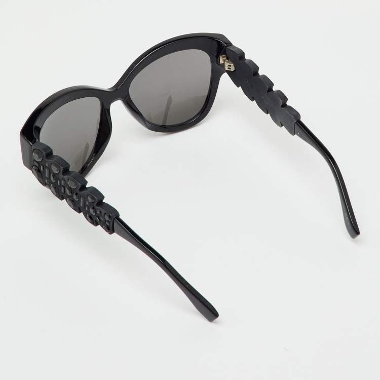 Pre Owned Fendi Black Mirrored FF0139/S Special Edition Crystal Cat Eye Sunglasses