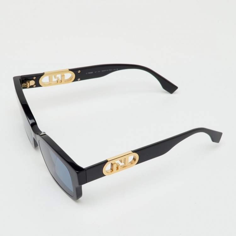 Pre Owned Fendi Black FF 40050F Logo Square Sunglasses