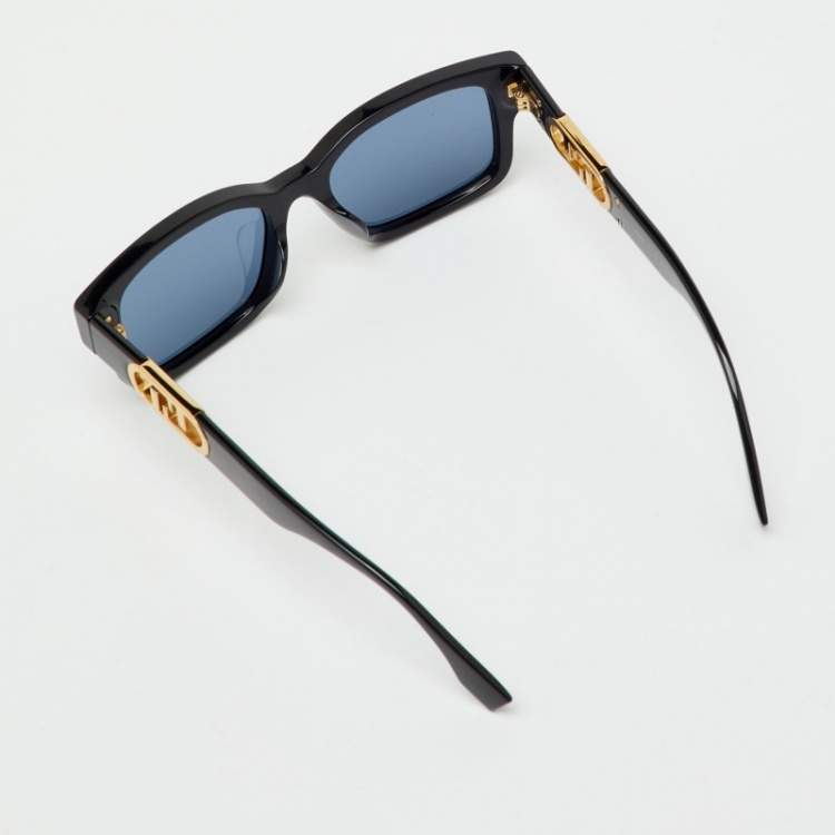 Pre Owned Fendi Black FF 40050F Logo Square Sunglasses
