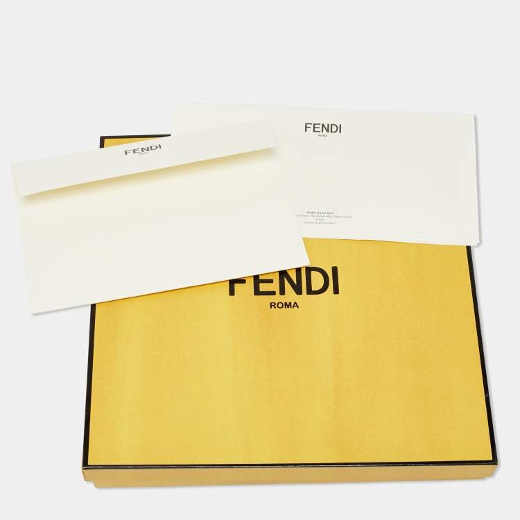 Pre Owned Fendi Cream Monogram Jacquard Silk Shawl 