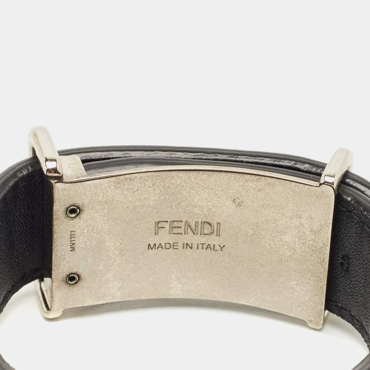 Pre Owned Fendi Multicolor Studded Rainbow Resin Leather Two Tone Metal Bracelet