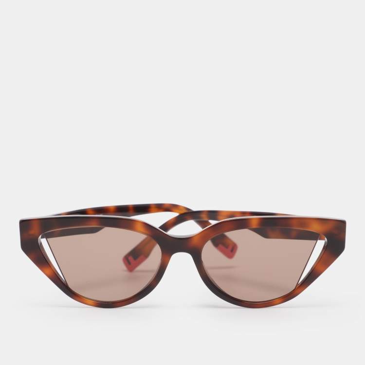 Pre Owned Fendi Tortoise Brown FE400091 Cat Eye Sunglasses
