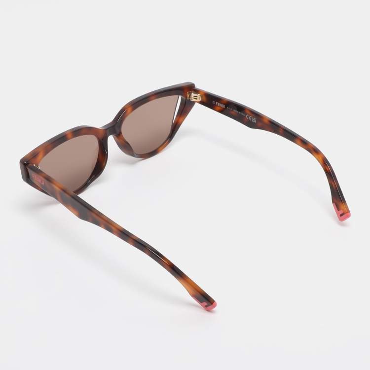 Pre Owned Fendi Tortoise Brown FE400091 Cat Eye Sunglasses