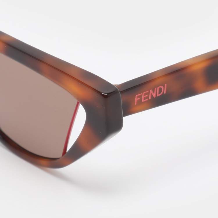 Pre Owned Fendi Tortoise Brown FE400091 Cat Eye Sunglasses