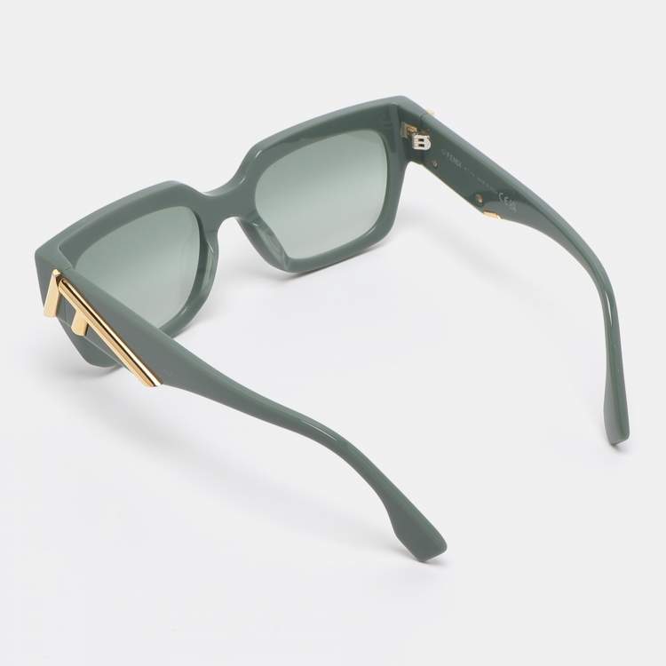 Pre Owned Fendi Green FE400991 Square Sunglasses