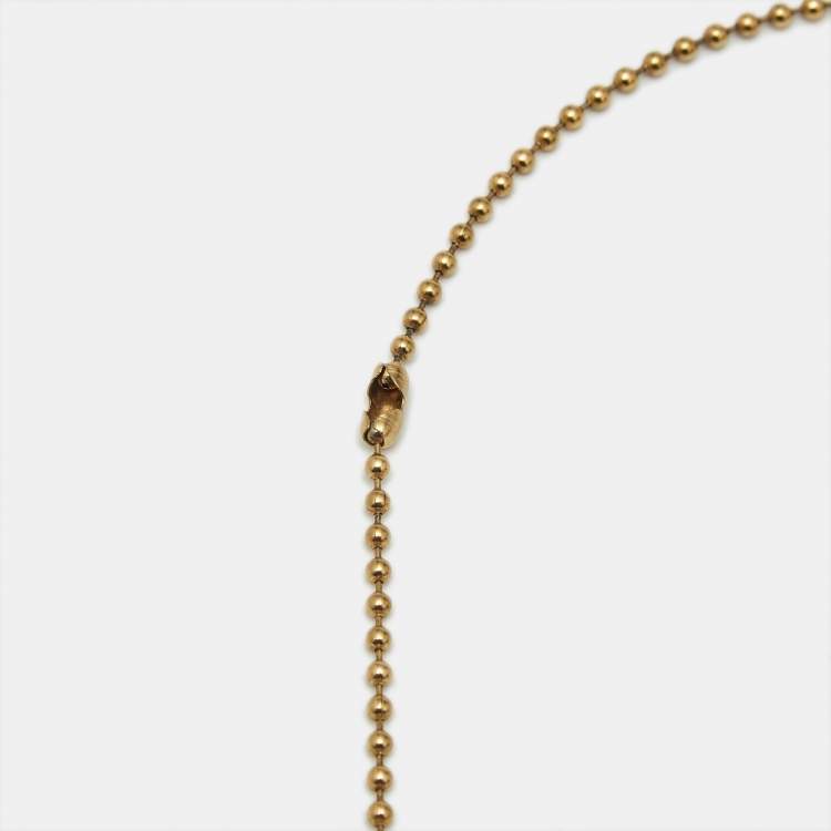 Pre Owned Fendi  Monster Enamel Gold Tone Tag Necklace