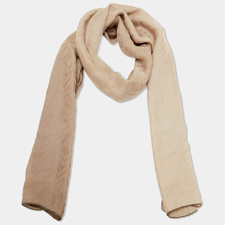 Pre Owned Fendi Grey Gradient FF Pattern Silk Stole