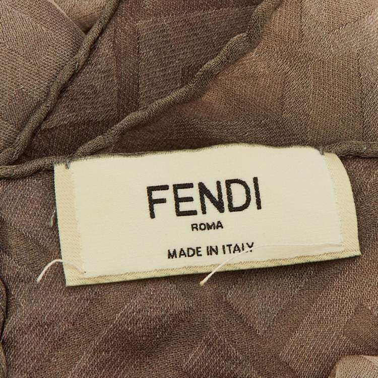 Pre Owned Fendi Grey Gradient FF Pattern Silk Stole