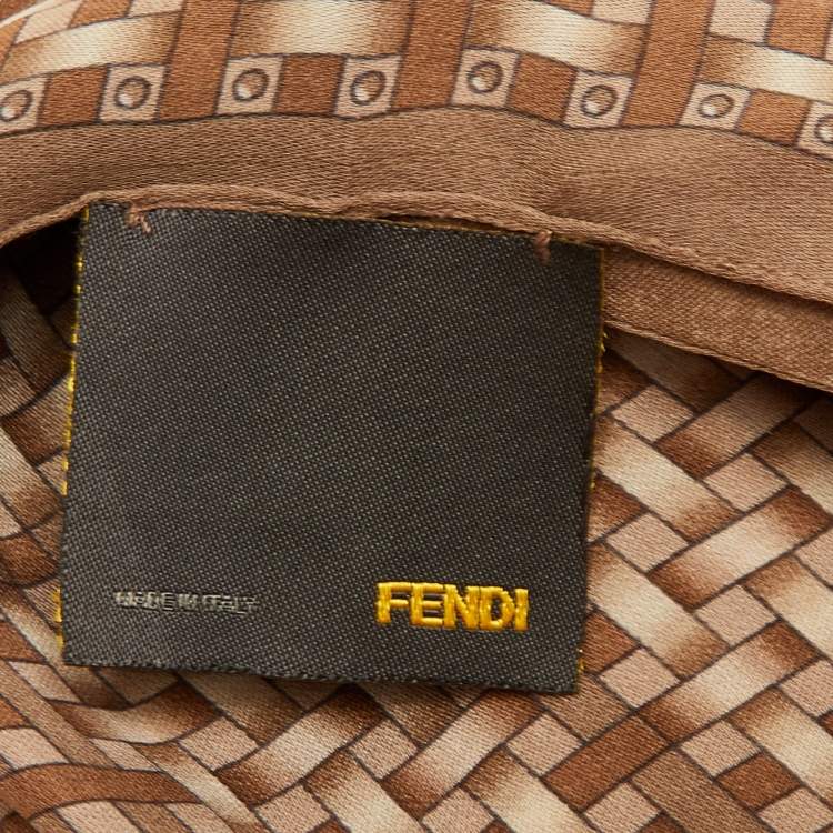 مملوكة مسبقًا Fendi Brown FF Interlace Print Silk Stole 