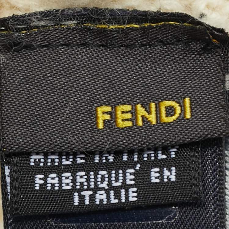 مملوكة مسبقًا Fendi Cream Wool Knit Gloves S