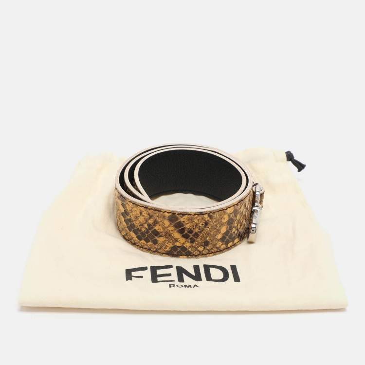 Pre Owned Fendi Strap You Bag Shoulder Strap Yellow Python Leather
