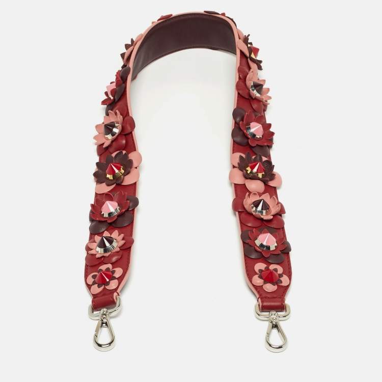 Pre Owned Fendi Flowerland Strap You Tricolor Leather Shoulder Bag Strap