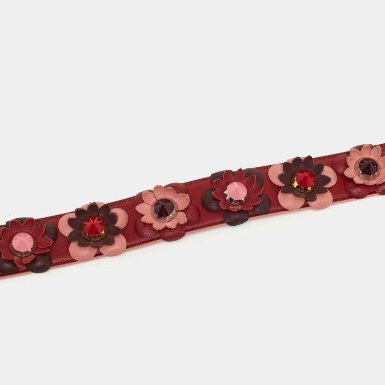 Pre Owned Fendi Flowerland Strap You Tricolor Leather Shoulder Bag Strap