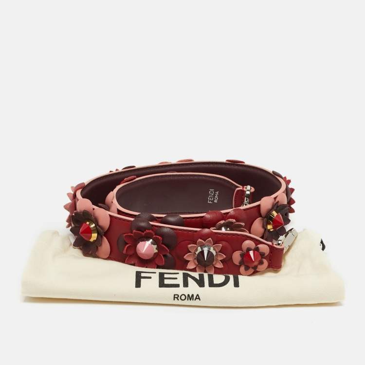 Pre Owned Fendi Flowerland Strap You Tricolor Leather Shoulder Bag Strap
