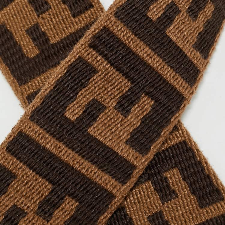Pre Owned Fendi Bag Shoulder Strap Brown Zucca Canvas and Leather