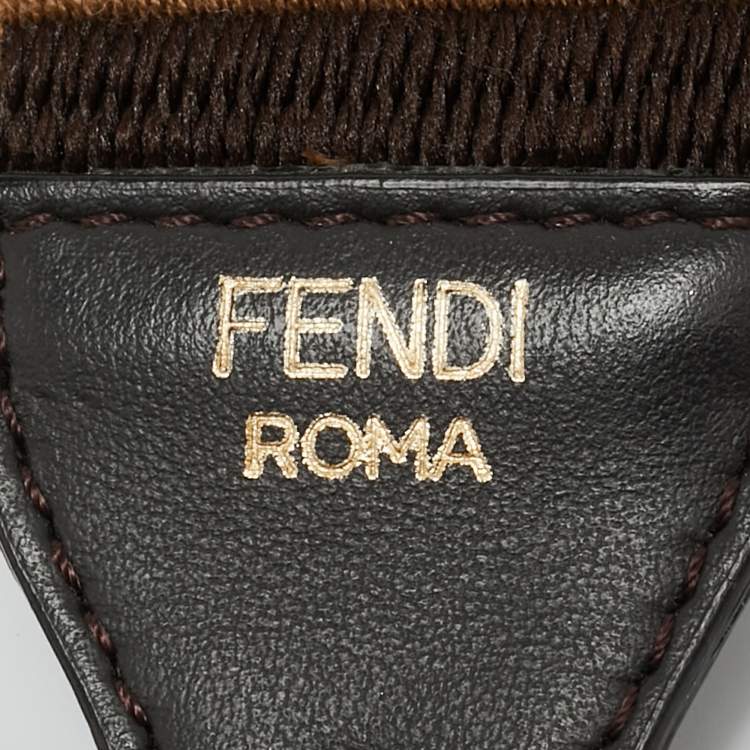Pre Owned Fendi Bag Shoulder Strap Brown Zucca Canvas and Leather