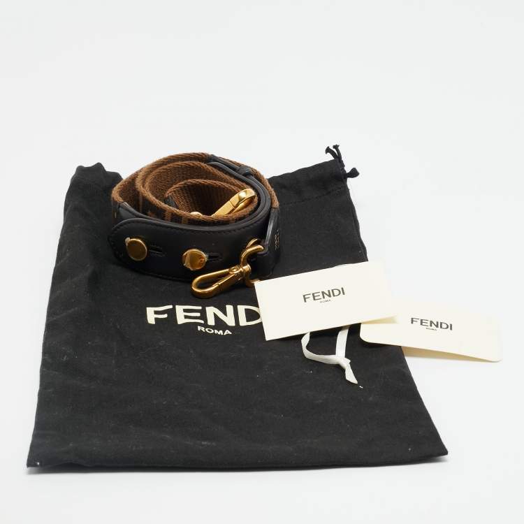 Pre Owned Fendi Bag Shoulder Strap Brown Zucca Canvas and Leather