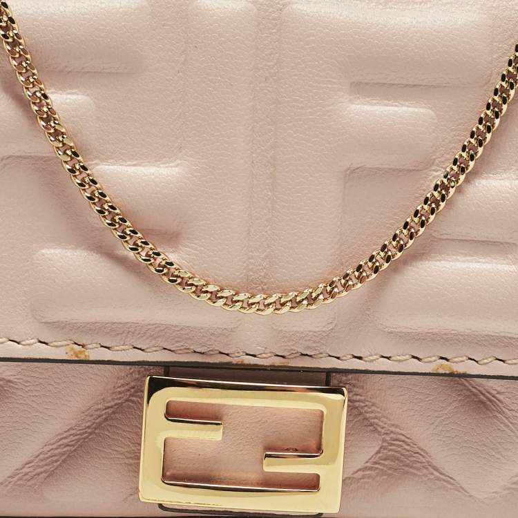 مملوكة مسبقًا Fendi Baguette Nano Charm Pink FF Embossed Leather