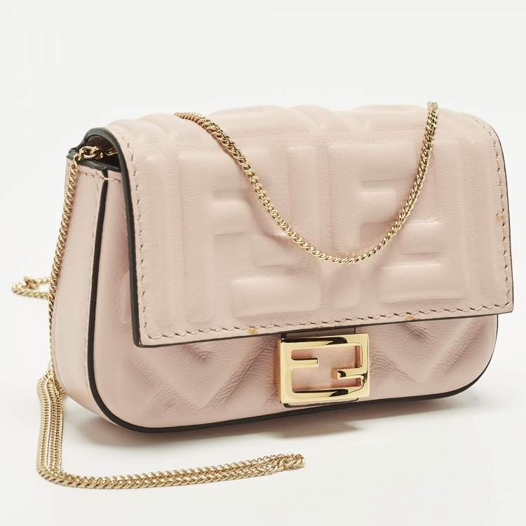 مملوكة مسبقًا Fendi Baguette Nano Charm Pink FF Embossed Leather