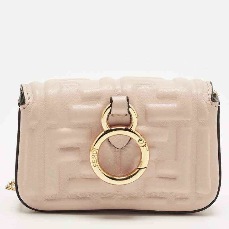 مملوكة مسبقًا Fendi Baguette Nano Charm Pink FF Embossed Leather
