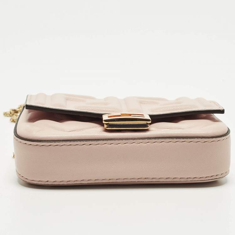 مملوكة مسبقًا Fendi Baguette Nano Charm Pink FF Embossed Leather