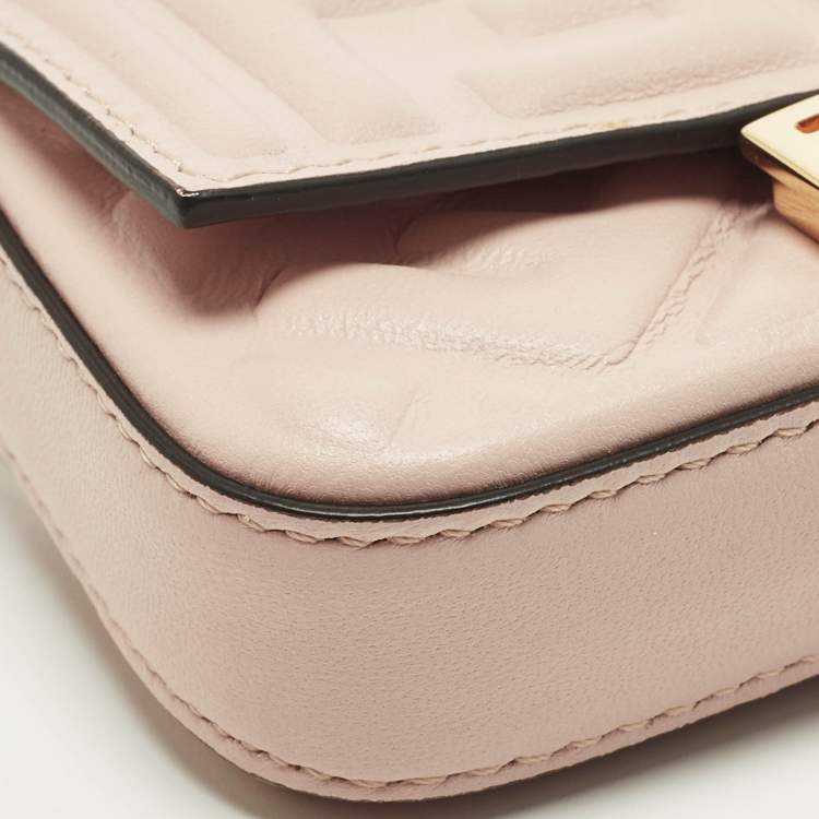 مملوكة مسبقًا Fendi Baguette Nano Charm Pink FF Embossed Leather