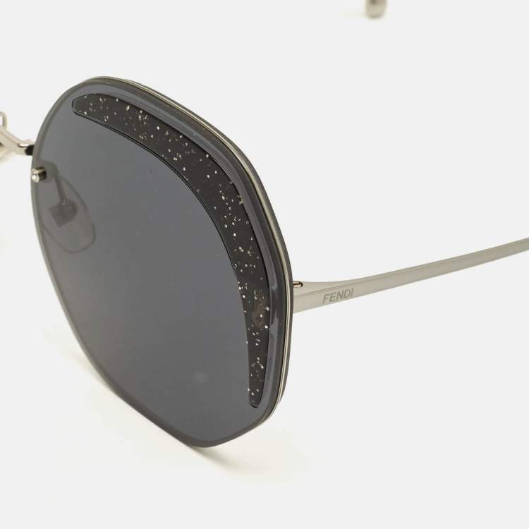 مملوكة مسبقًا Fendi Black FF 0358/S Rimless Round Sunglasses