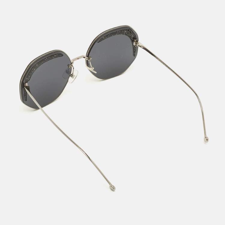 مملوكة مسبقًا Fendi Black FF 0358/S Rimless Round Sunglasses
