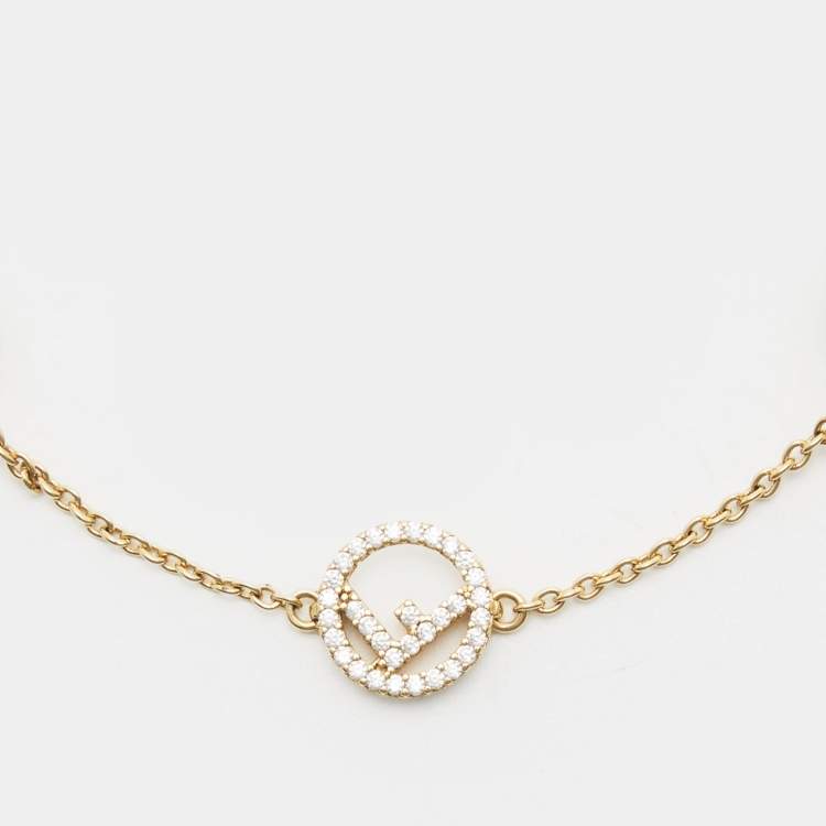 مملوكة مسبقًا Fendi  F Is Fendi Crystals Faux Pearls Gold Tone Bracelet