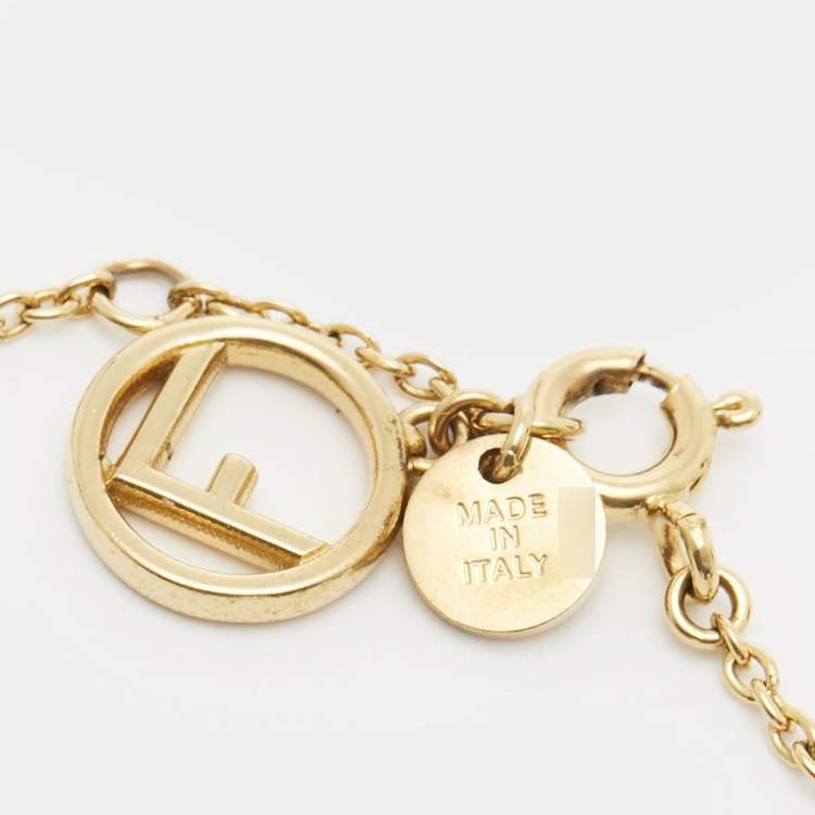 مملوكة مسبقًا Fendi  F Is Fendi Crystals Faux Pearls Gold Tone Bracelet