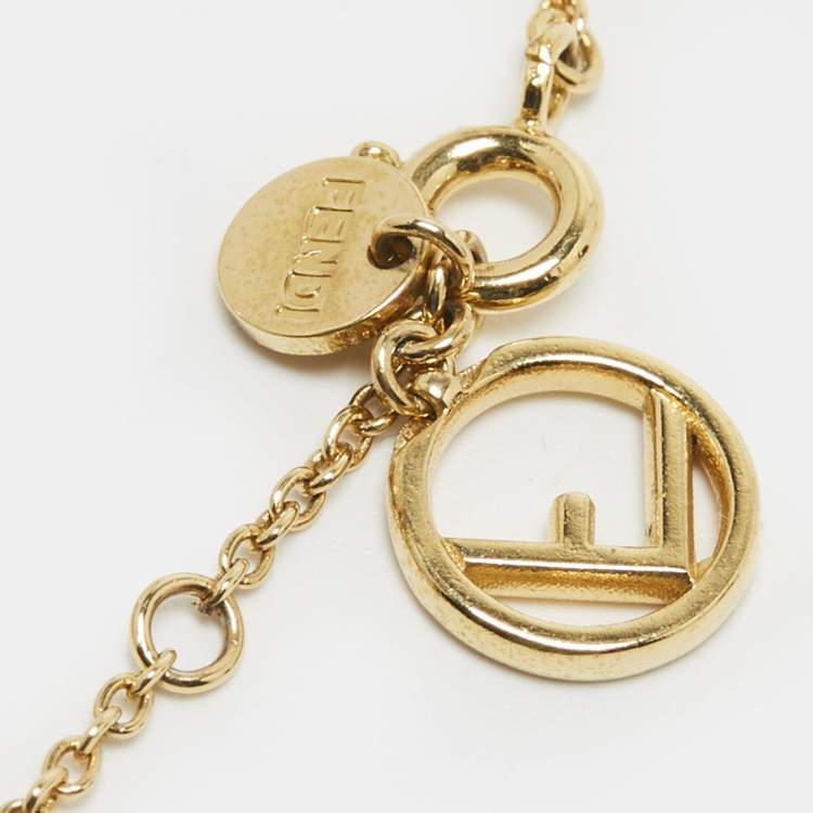 مملوكة مسبقًا Fendi  F Is Fendi Crystals Faux Pearls Gold Tone Bracelet