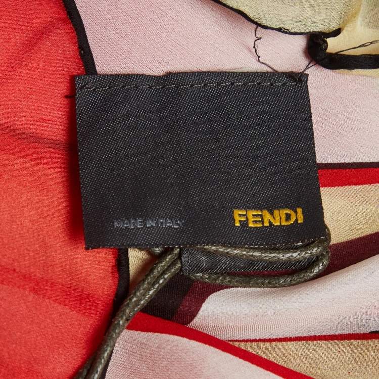 Pre Owned Fendi Multicolor Printed Silk Scarf 