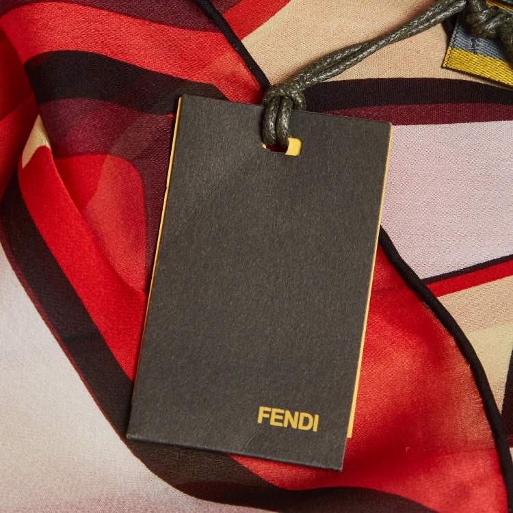 Pre Owned Fendi Multicolor Printed Silk Scarf 