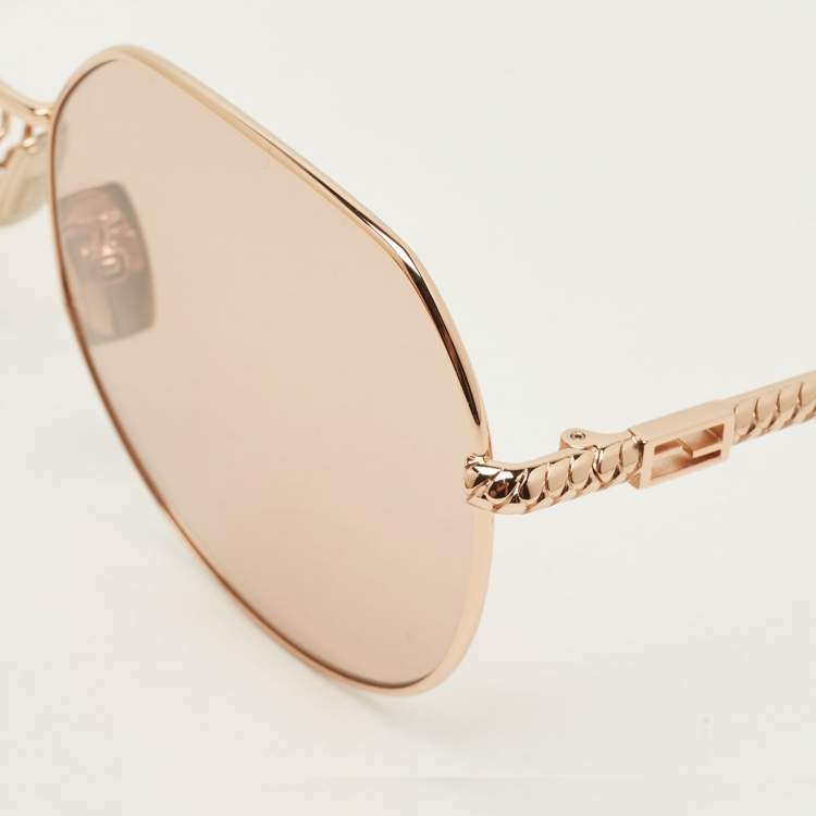 Pre Owned Fendi Peach/Rose Gold FF0451/F/S Oversized Sunglasses