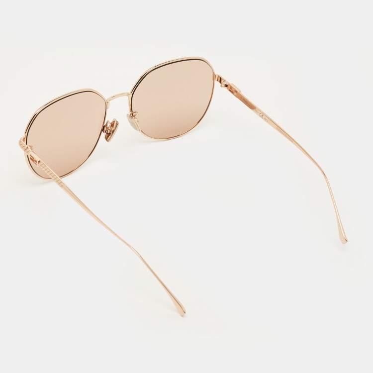 Pre Owned Fendi Peach/Rose Gold FF0451/F/S Oversized Sunglasses