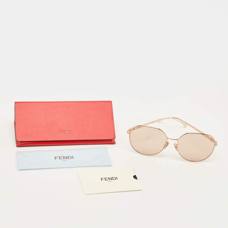 Pre Owned Fendi Peach/Rose Gold FF0451/F/S Oversized Sunglasses