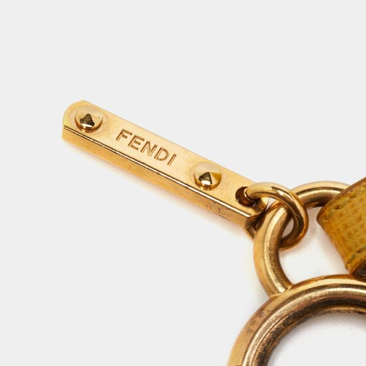 Pre Owned Fendi Pom Pom Yellow Fox Fur Bag Charm