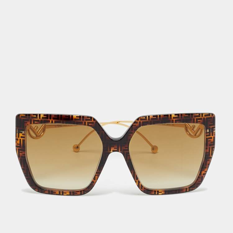 Pre Owned Fendi Havana Gradient FF0410/S Frame Square Sunglasses