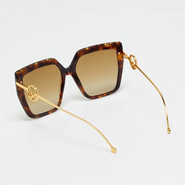 Pre Owned Fendi Havana Gradient FF0410/S Frame Square Sunglasses